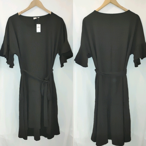 GAP Dresses & Skirts - New GAP Flutter Sleeve Ruffle Dress Aline Black L